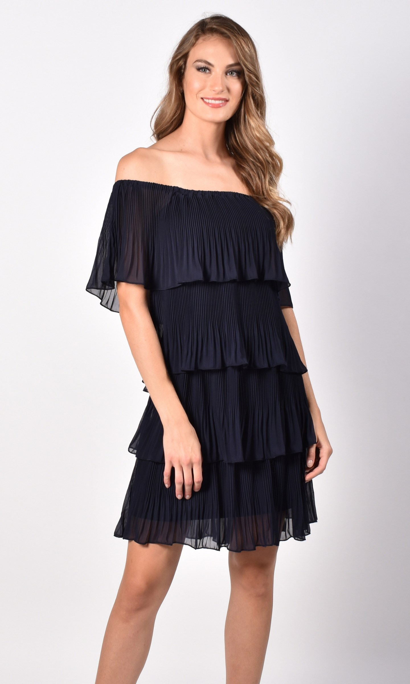 Off Shoulder Layered Dress 218157