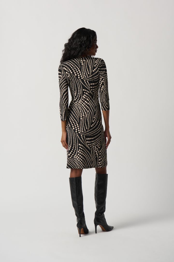 Foiled Dot Print Silky Knit Wrap Dress