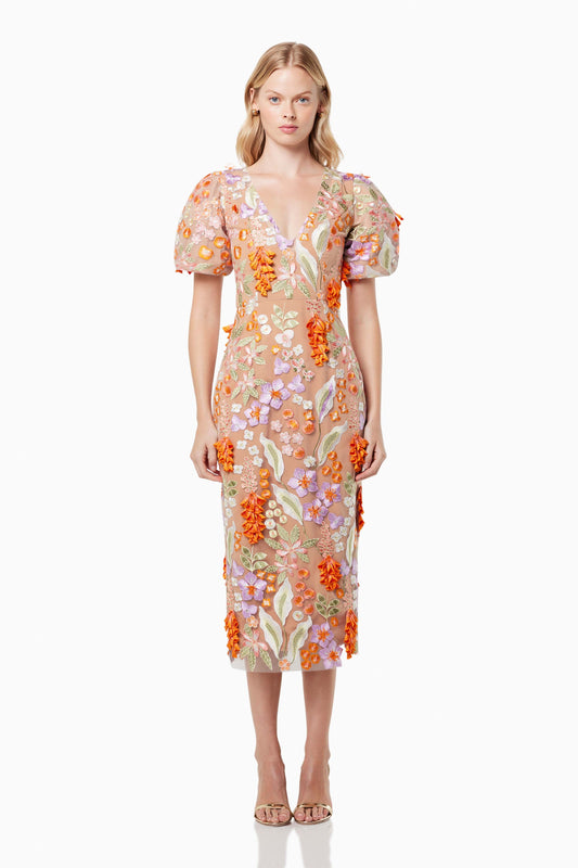 Remix 3D Floral Midi Dress