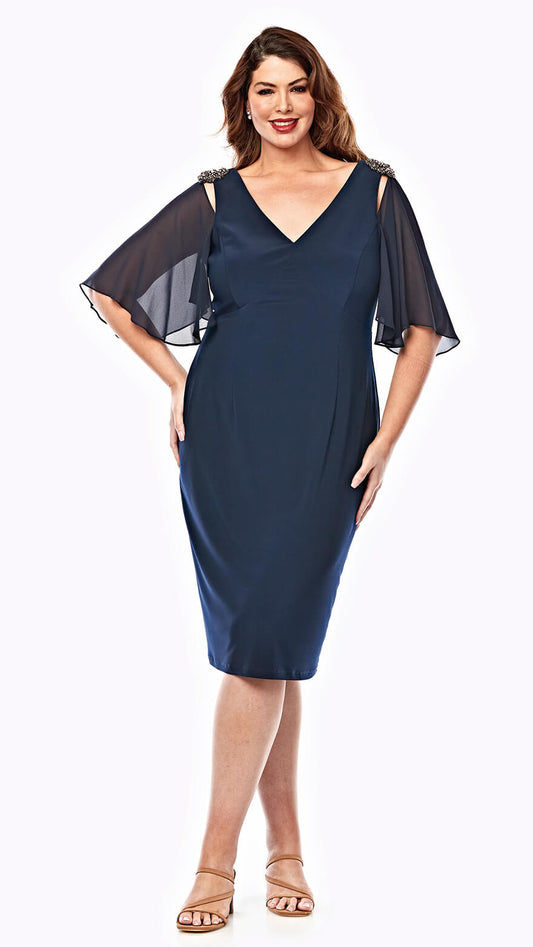 Diamanté Shoulder Chiffon Dress LJ0142