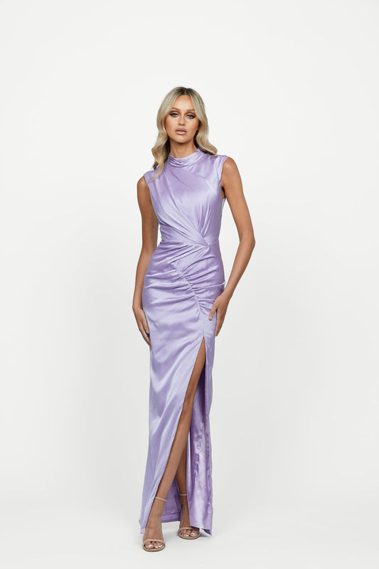 Ainslee High Neck Draped Gown