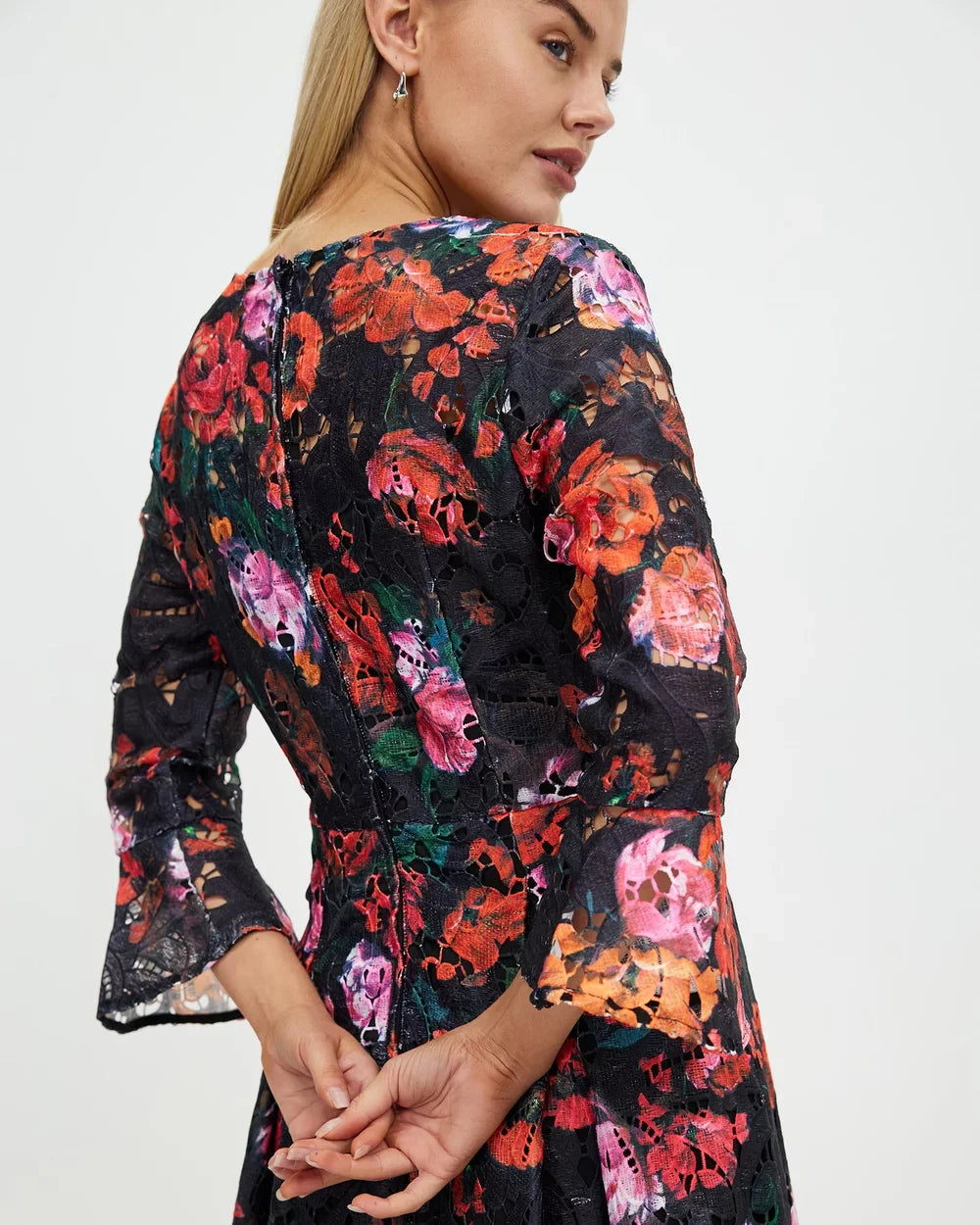 Night Flower Bell Sleeve Dress